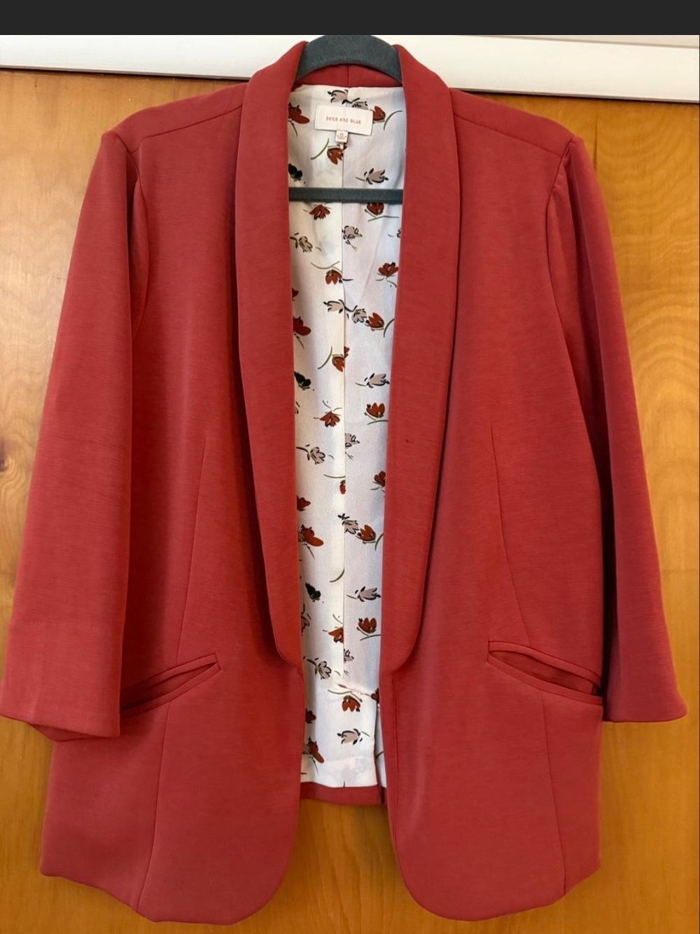 Women's Skies Are Blue Brick Red Open-Front Blazer Jacket XL